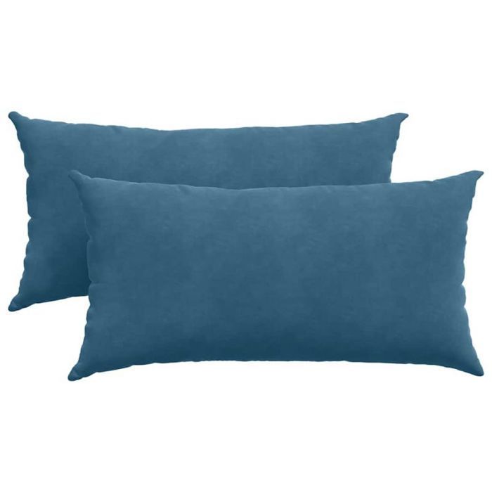 Coussin de canapé - VIDAXL - Lot de 2 - Velours côtelé - 80 x 40 x 20 cm - Bleu
