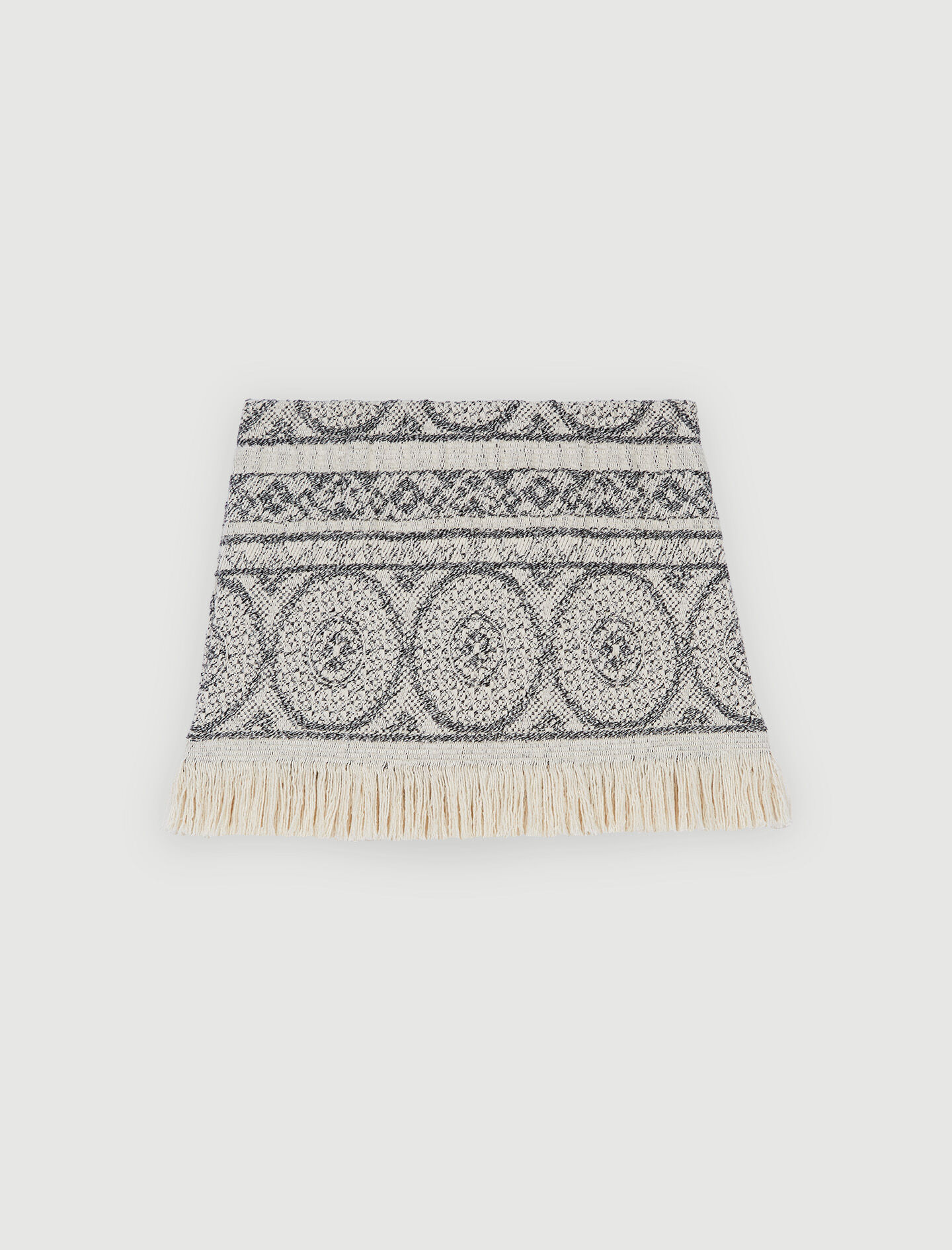 Jacquard rokje met franjes - Ecru Noir