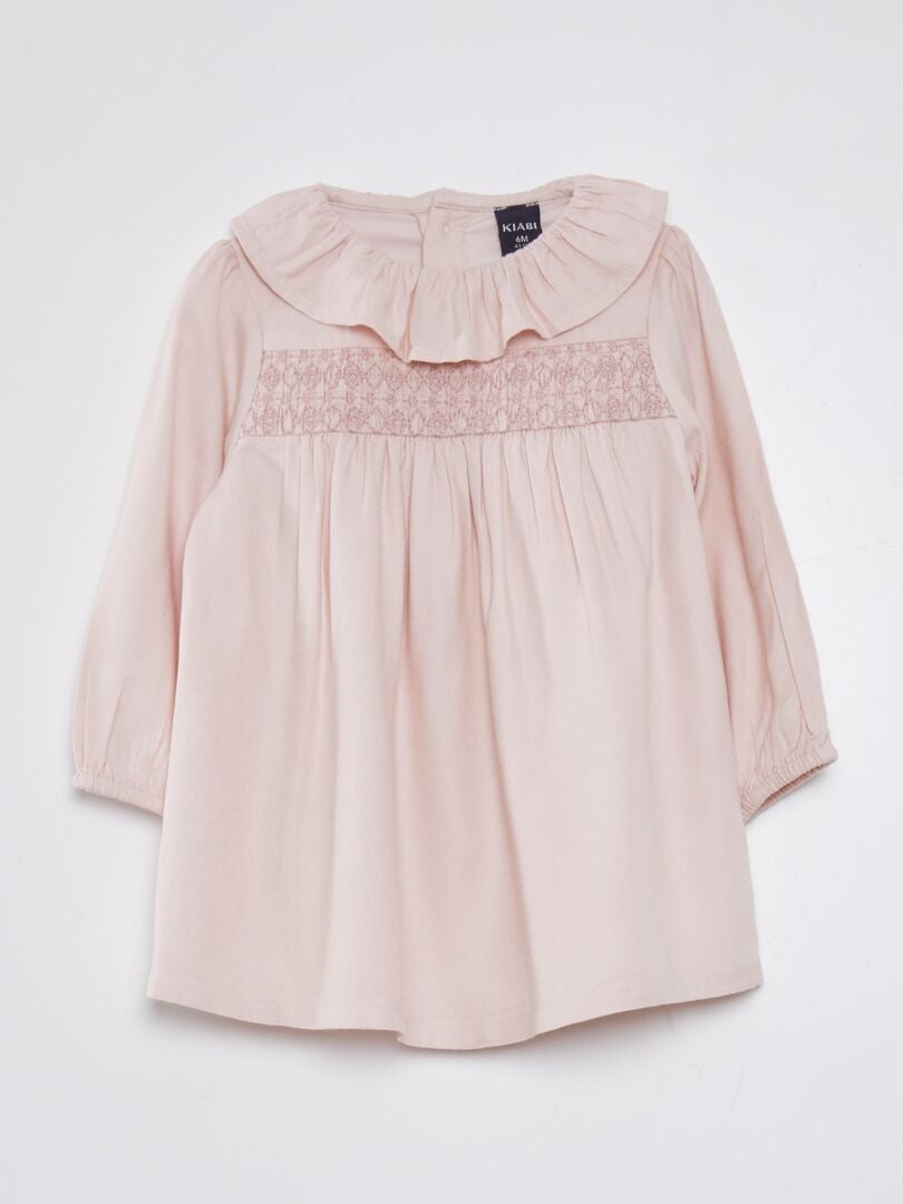 Vestido com gola de babados - ROSA