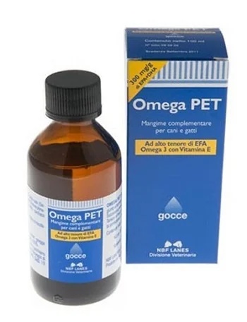 NBF LANES Óleo Omega Pet, frasco de 100 ml. Suplemento alimentar ômega 3 para cães e gatos.