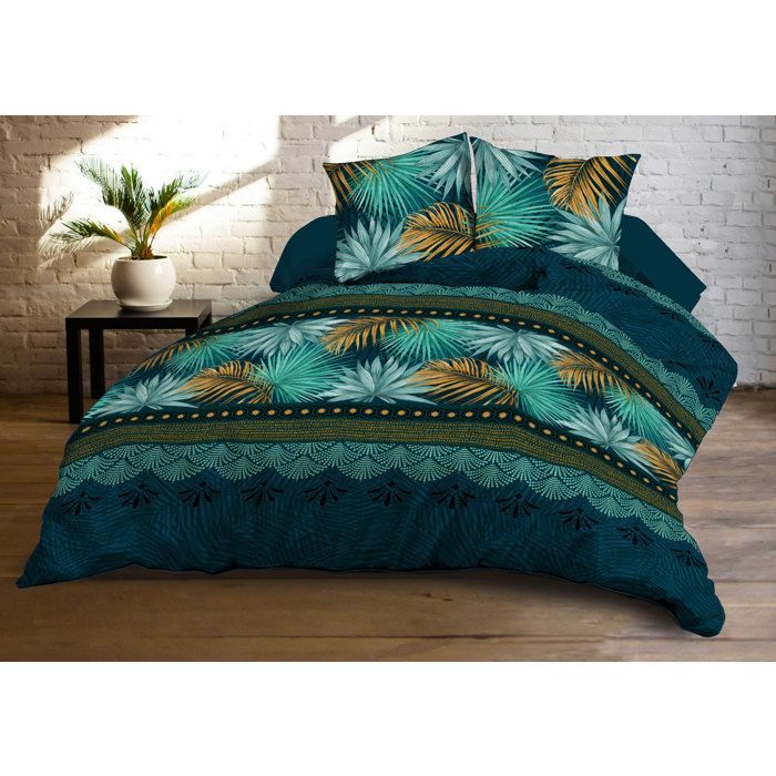 Le Linge de Jules - Housse de couette Paraiso 220x240 cm microfibre + 2 taies 63x63 cm