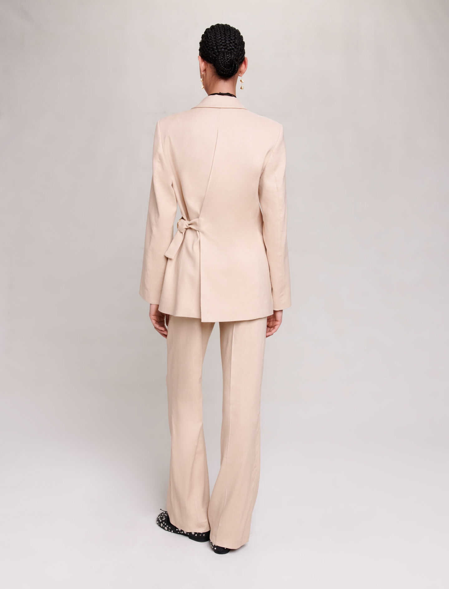 Beige linnenmix jas