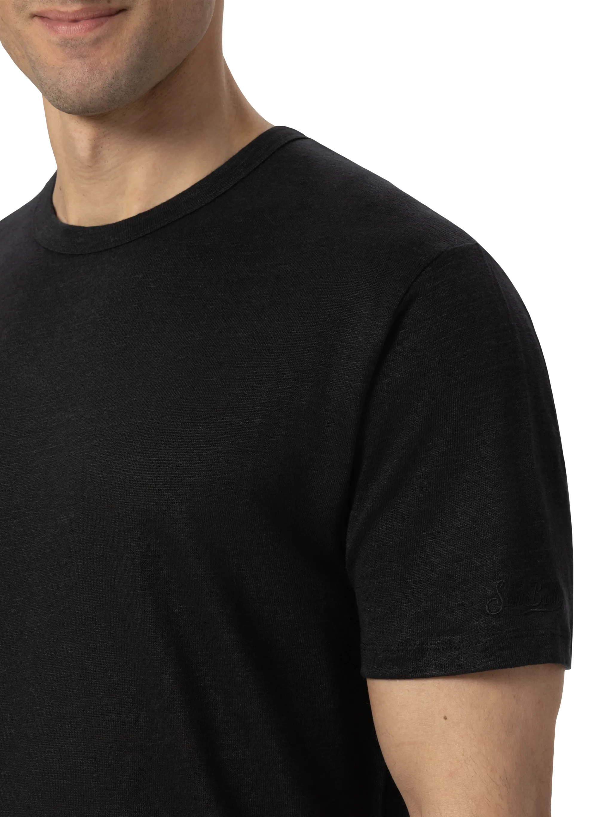 Ecstasea T-shirt van zwart linnenjersey