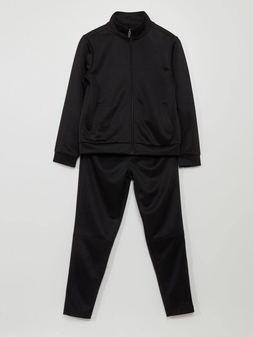 Conjunto de calça e blusa de moletom com zíper - preto