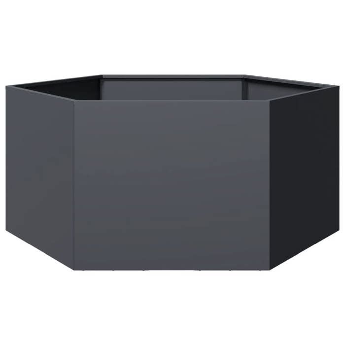 vidaXL Maceta hexagonal antracita de acero de 104x90x45 cm, maceta para flores, maceta para patio, maceta para jardín, 851131