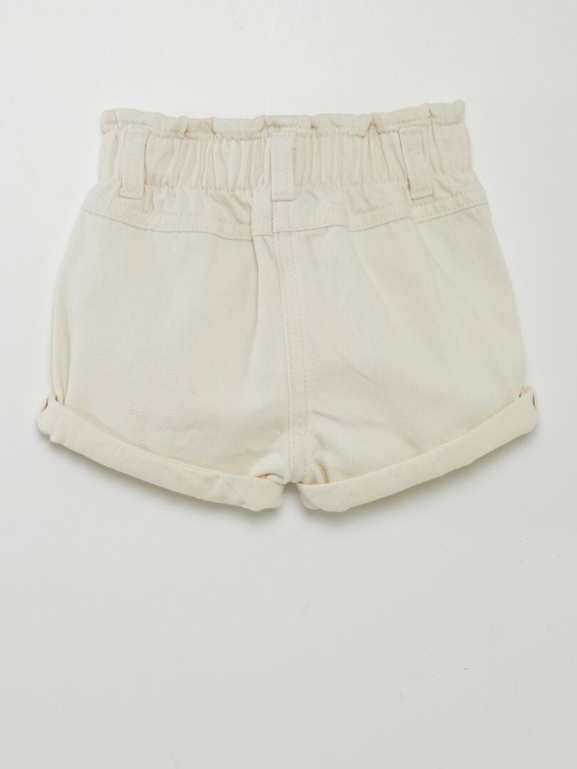 Gerimpelde denim shorts - WIT