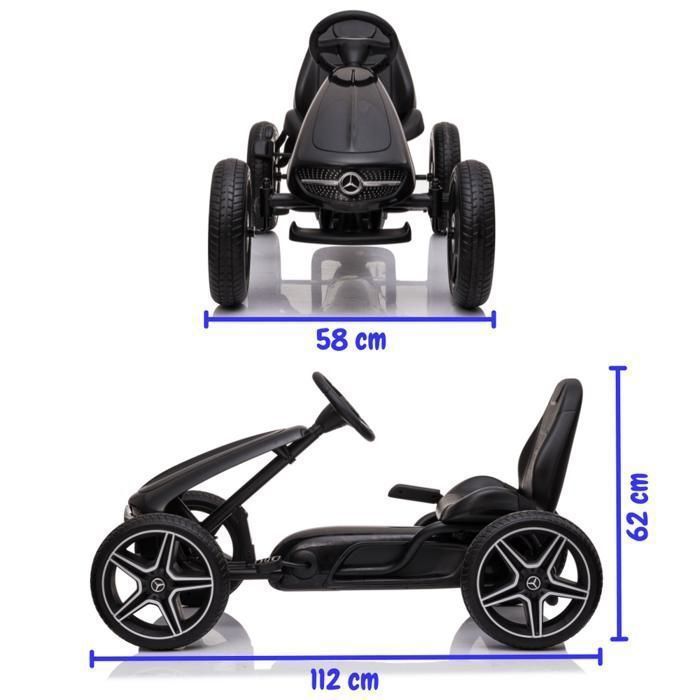 Kart de pedales MERCEDES-BENZ - Negro - Para edades de 3 a 7 años - Producto con licencia oficial - Neumáticos de EVA - Asiento de cuero