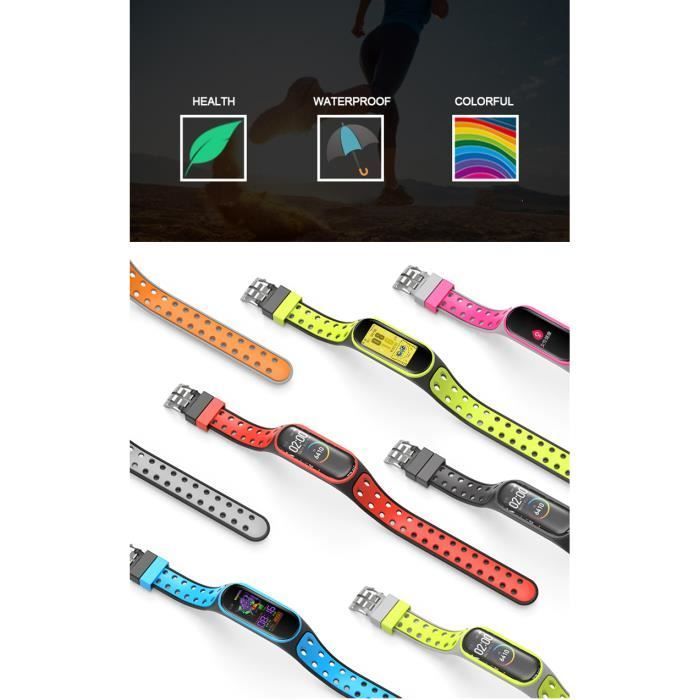 Bracelet Pour Montre Connectée Bande Montre En Bi-Couleur Bracelet De Remplacement Pour Xiaomi Mi Band 5 -Noir-Bleu