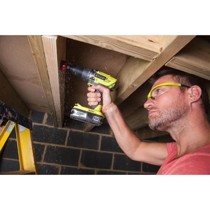 RYOBI - Taladro percutor inalámbrico ONE+ de 18 V - 50 Nm - 500-1800 RPM + batería de 4,0 Ah, cargador de 2,0 A, bolsa - R18PD3-140SA