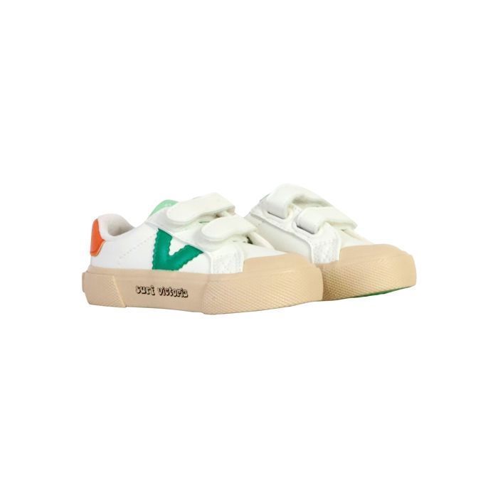 Basket Enfant - VICTORIA - Effet cuir - Vert - Scratch - Confort exceptionnel