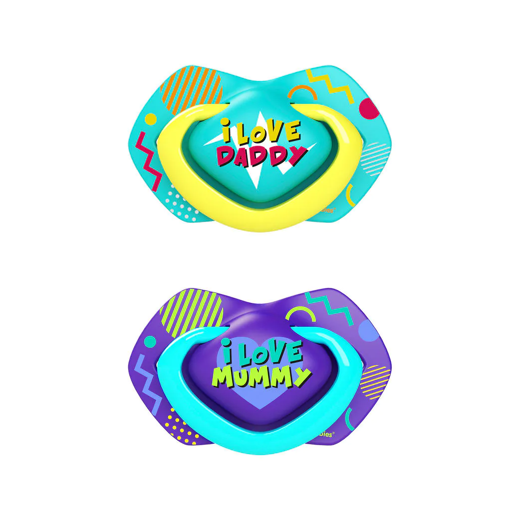 Canpol Babies Smoczki Silikonowe Neon Love Symetryczne 18M+ K. Niebieski