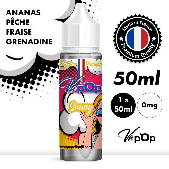 E-liquid for electronic cigarettes - SUNNY - GRENADINE PEACH STRAWBERRY PINEAPPLE - 50MPGV/50VG - 0mg/ml - 50ml