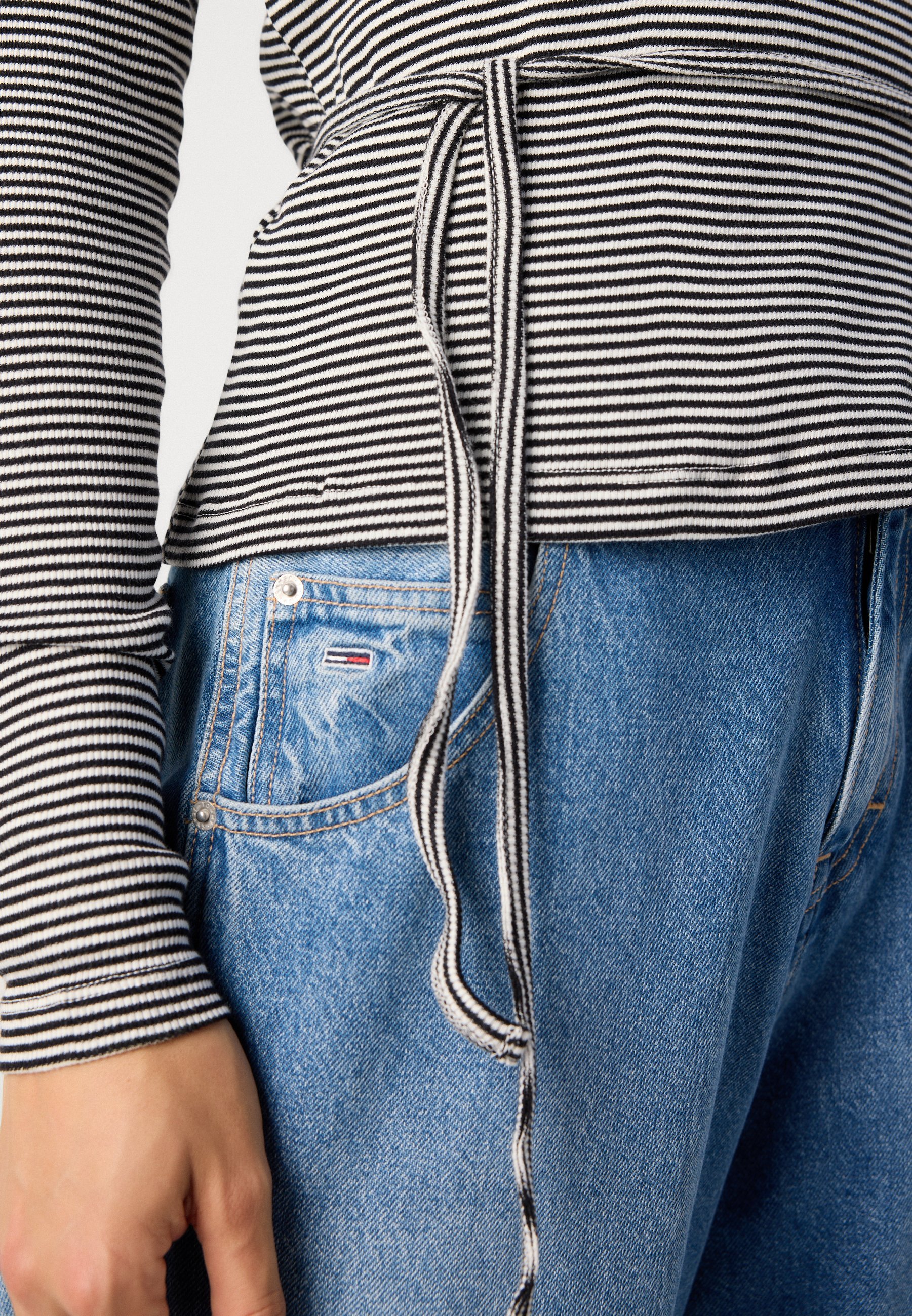 Mads Nørgaard STRIPE SUSI TOP - T-shirt à manches longues - black/vanilla ice