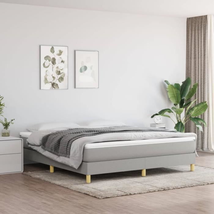 3120622 vidaXL Base de cama de muelles gris claro 160x200 cm Tela