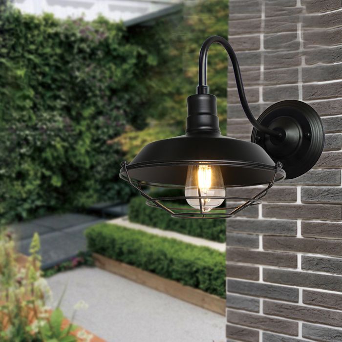 Buitenwandlamp - Retro flexibele arm - Roestvrij - Waterdicht - Zwart Ø26 cm, E27