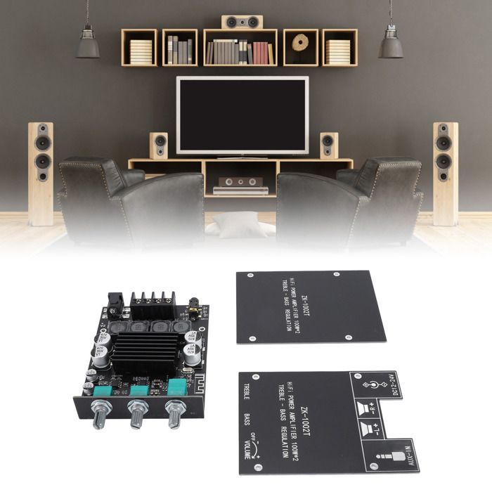 Πλακέτα ενισχυτή Bluetooth OMABETA 2x100W HiFi ενισχυτής με έλεγχο μπάσων και πρίμων TPA3116D2 Είσοδοι AUX DC12-24