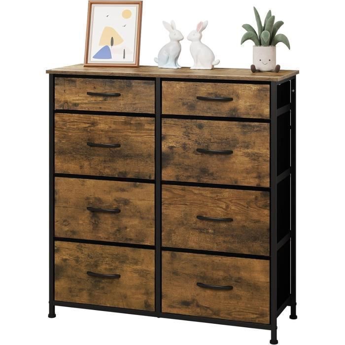 WOLTU Commode - MDF Kast - 8 Stoffen Laden - Metalen Frame - Rustiek Bruin W0ITT0094