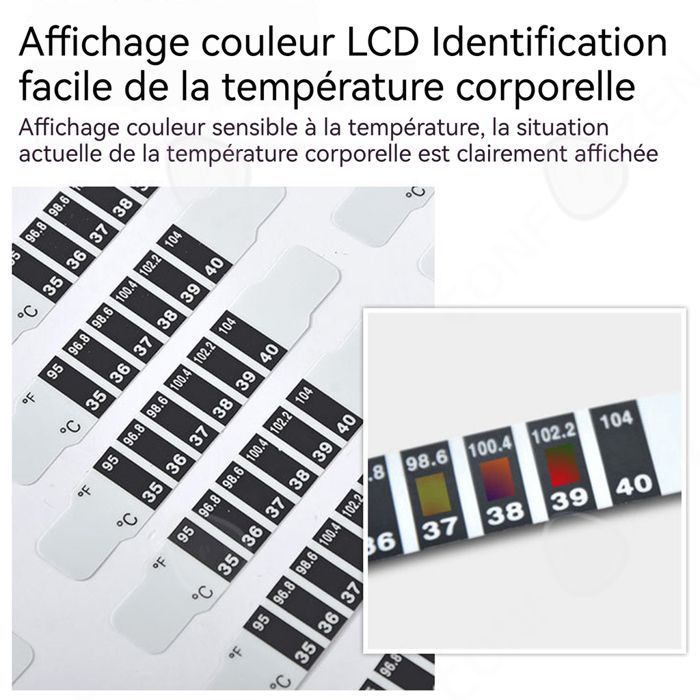 C Autocollants thermomètre frontal 9X1.2CM 20 pièces Autocollants de mesure de température pour adultes et enfants Usage répété