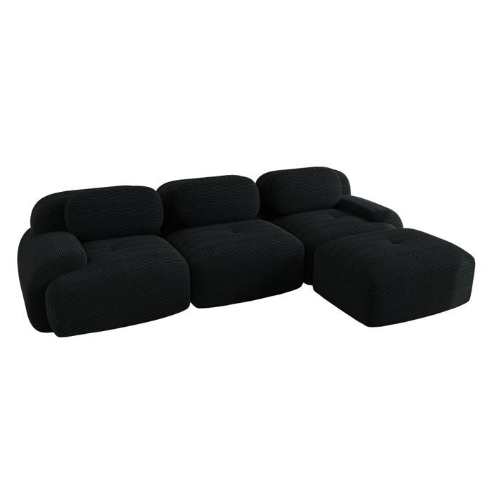 Canapé d'angle modulable, sans montage, ergonomique et adapté aux animaux de compagnie, en velours côtelé avec accoudoirs