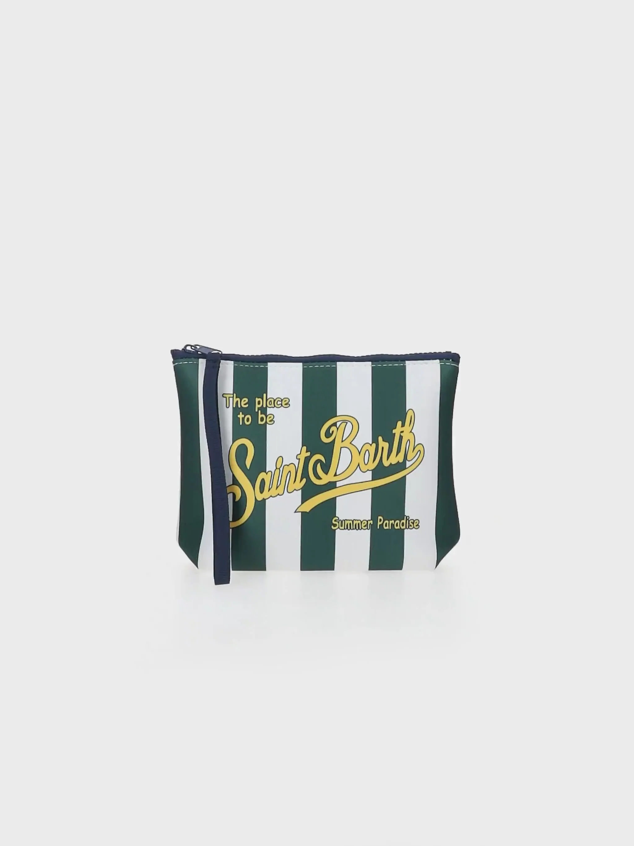 Aline scuba clutch tas met groene streepprint