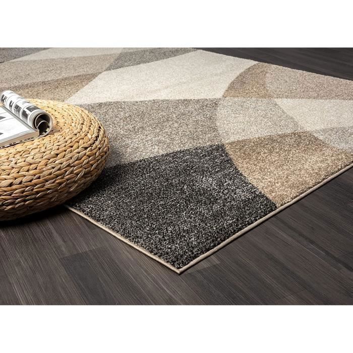 Tapis moderne - The Carpet PEARL - Motif vagues - Beige 120x160 - Synthétique