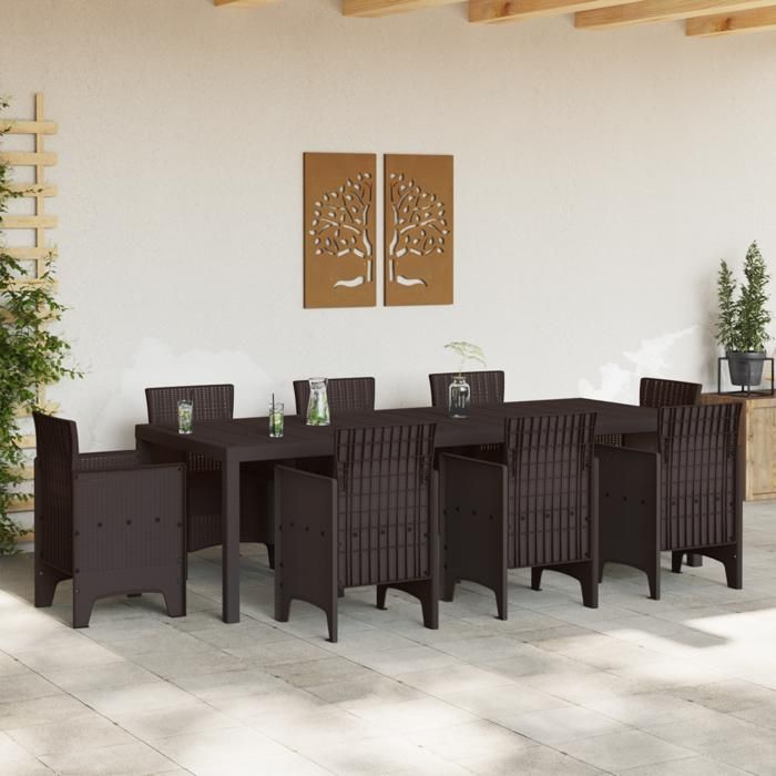 vidaXL Grande table de jardin rectangulaire | Mobilier d'extérieur marron, accueillant jusqu'à 8 personnes, surface lisse 871693