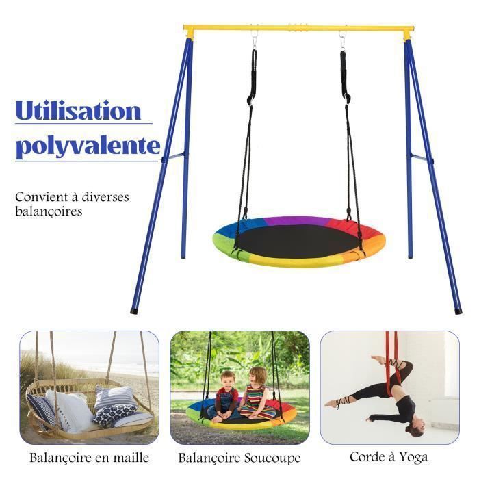 COSTWAY Round Bird's Nest Swing Set Ø100CM for Children, 200KG Load Capacity, with 2 Fixing Methods and Ropes