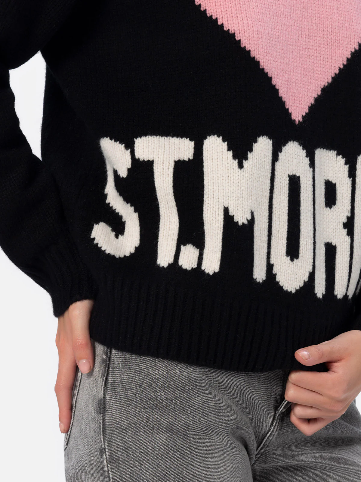 Kyla St. Moritz Fair Isle damestrui, zwart jacquard
