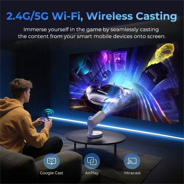Videoproiettore ETOE Starfish Plus Android 4K - Google TV integrato, correzione automatica, inclinazione a 140°, Wi-Fi 5G e Bluetooth 5.0