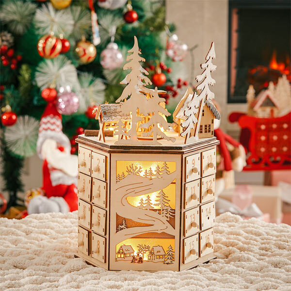 Livingandhome LED-Drehspieluhr für Weihnachten