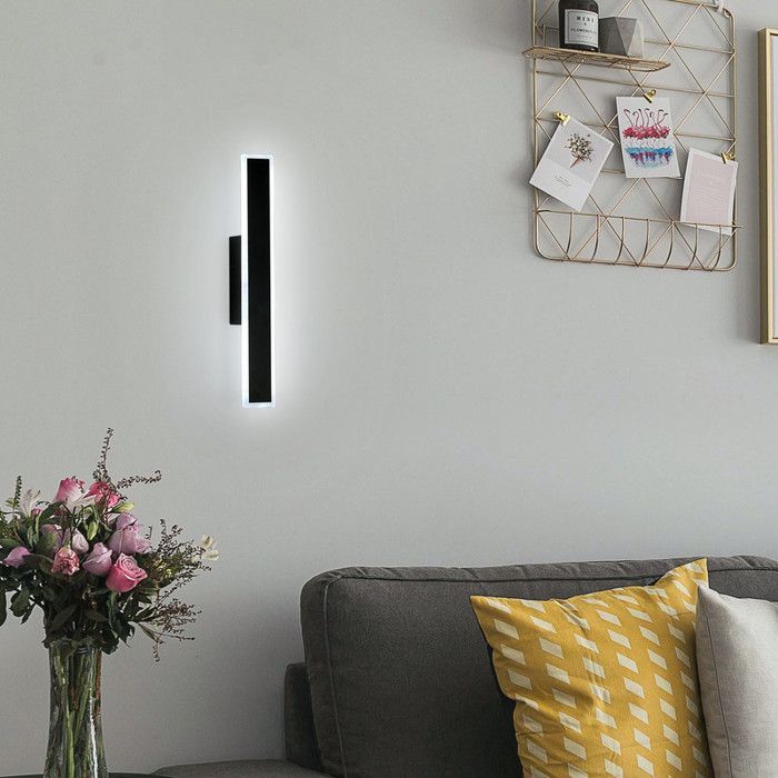 DORLINK 9W LED-wandlamp - Minimalistisch design, zwart acryl - Driekleurige verlichting 3000K/4000K/6500K - Voor hal en trappenhuis