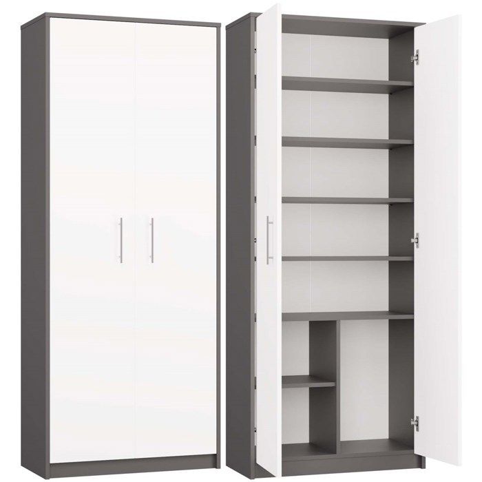 PARLA - Armario de 6 estantes - 180x74x35cm - Mueble de almacenamiento - Roble y blanco