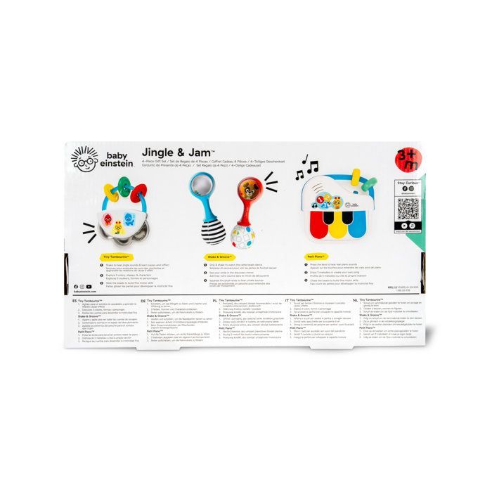 BABY EINSTEIN- Coffret cadeau bébé musical Jingle & Jam 3 jouets musicaux: mini tambourin, 2 maracas, piano bébé