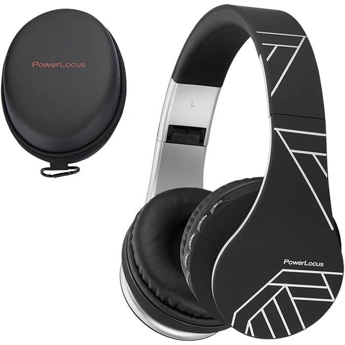 Casque Bluetooth Sans Fil, Pliable Casque Audio Stéréo,Avec Micro Intégré/Micro Sd/Fm Radio (Noir/Argent)