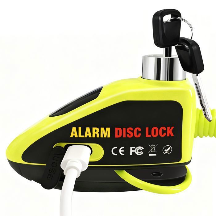 Candado de disco recargable por USB Antivel para motocicleta - Alarma de alta seguridad de 110 dB - con cable recordatorio antirrobo - para motocicleta/scooter