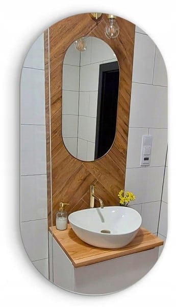 Lustro owalne łazienkowe 40x100 srebrne owal bez podświetlenia premium