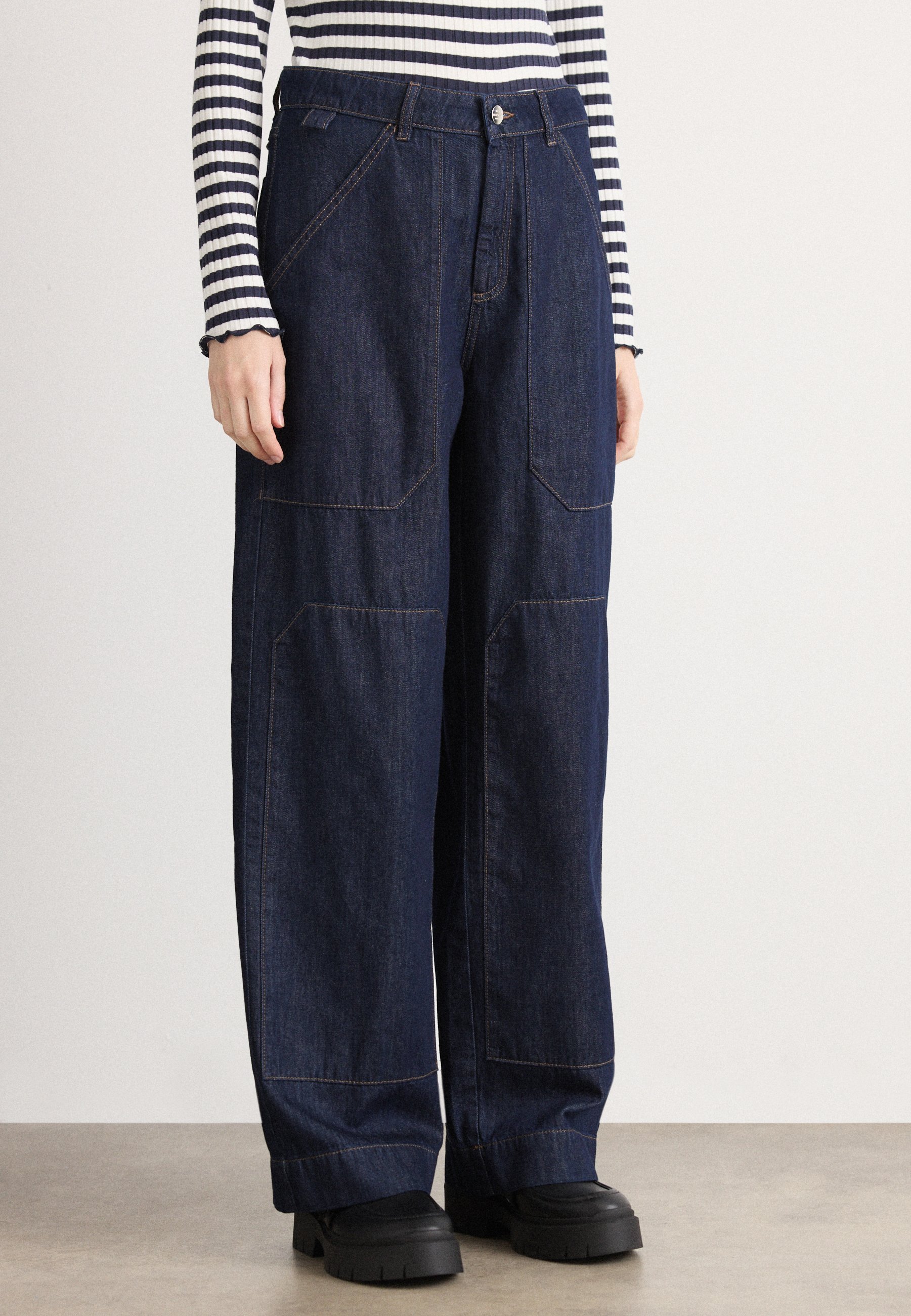 Mads Nørgaard COSY BONNIE PANTS - Dżinsy o swobodnym kroju - ciemny indygo