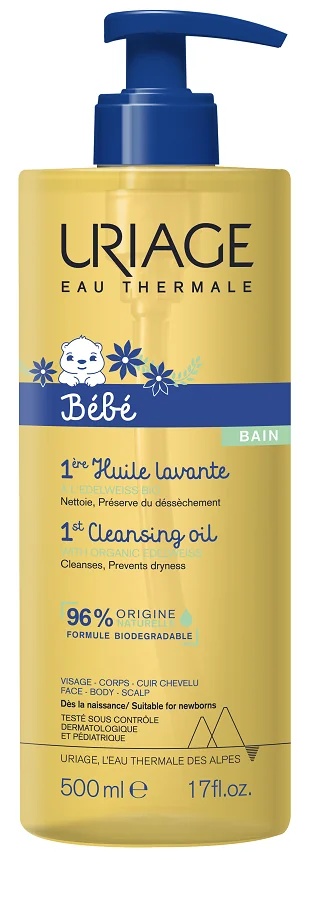 URIAGE Bebe Huile Lavante Aceite Limpiador 500 ml Para piel sensible del bebé