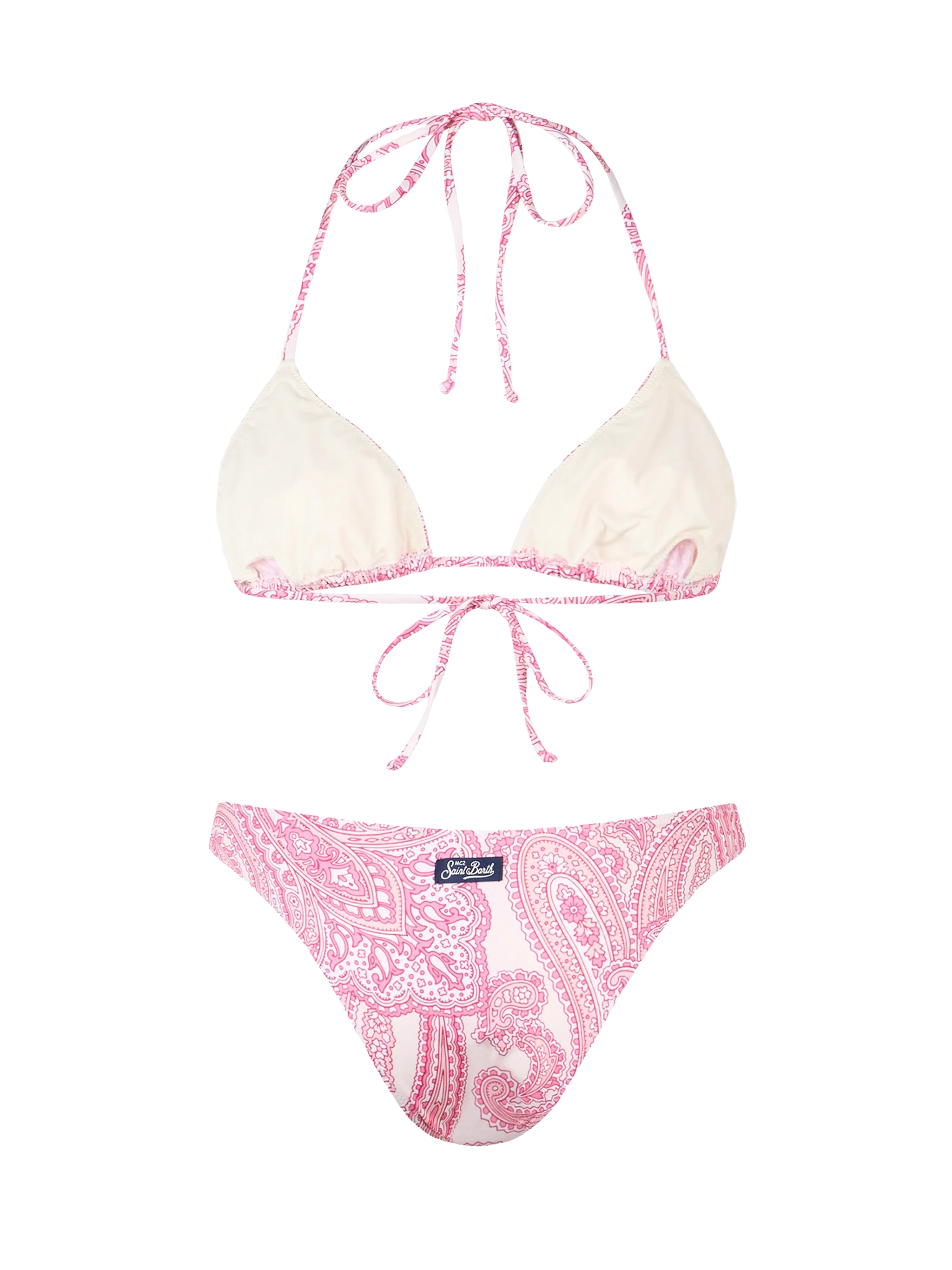 Leah Lido damesbikini met roze paisleyprint en driehoekige vorm