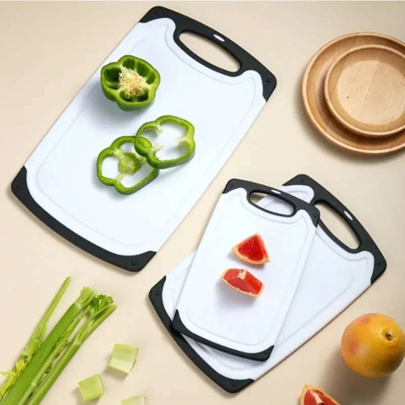 Planche à découper en plastique PP, ensemble de trois pièces pour la découpe de fruits et légumes, planche à découper pour viande conforme aux normes FDA.