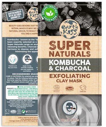 Piling maska Earth Kiss s kombučo, ogljem in glino Piling za obraz
