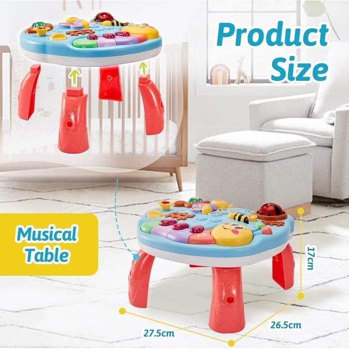 Mesa de actividades 3 en 1 para bebés - AMOUNE - Música y luces - Juguete educativo - De 1 a 3 años - Unisex