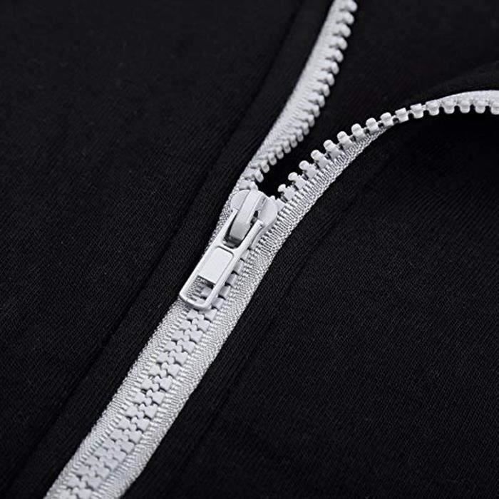 Sudadera para mujer - FUNMOON - Cremallera inclinada - Corte ajustado - Manga larga - Cuello con capucha