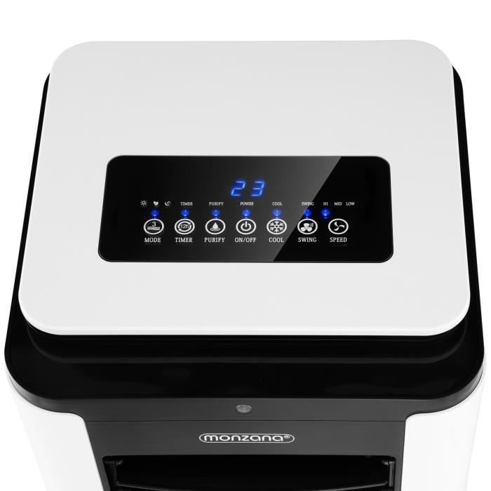 Rafraîchisseur d’air mobile 4en1 avec télécommande 3 vitesses Ventilateur ioniseur humidificateur purificateur d'air 7L
