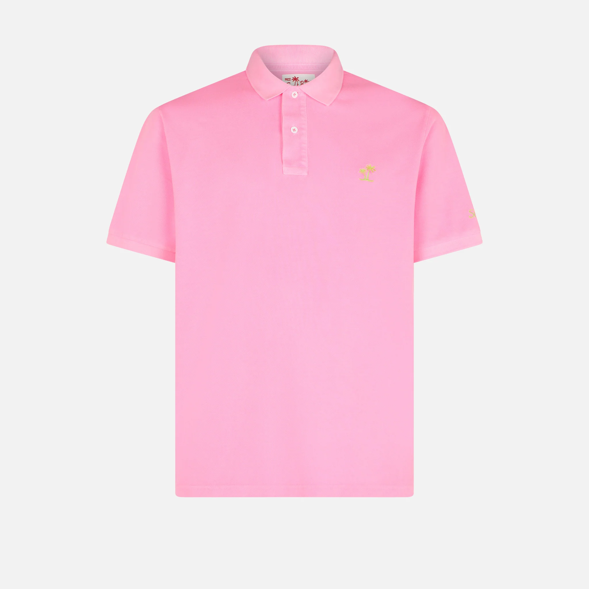 Roze piqué poloshirt met St. Barth-logo en vintage-effect.