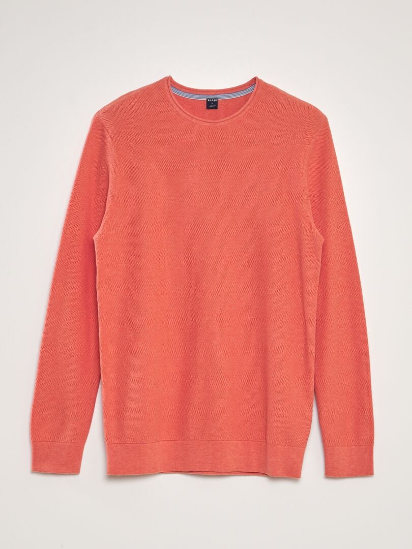 Gebreide trui met ronde hals - ORANJE