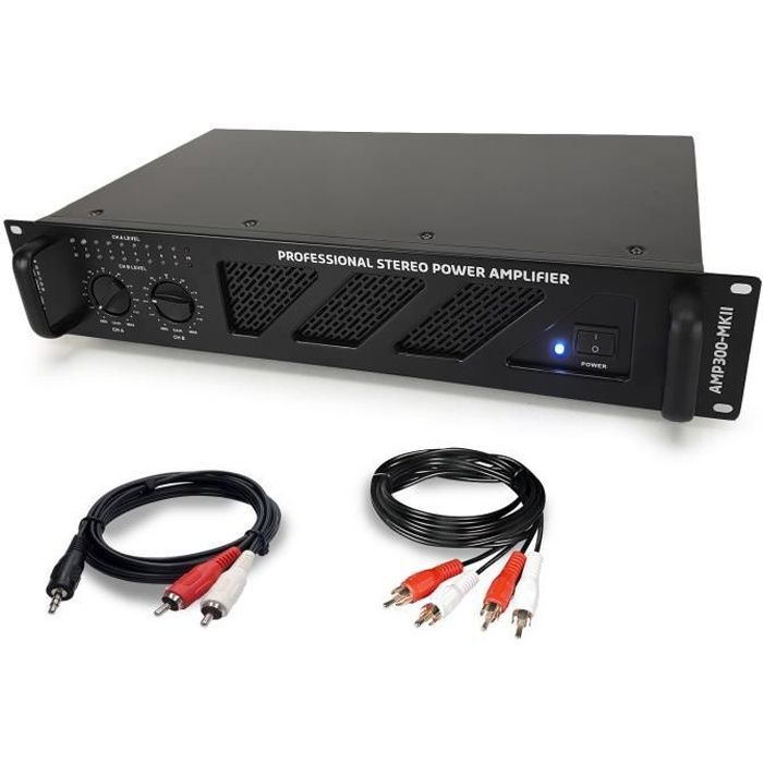 Amplificateur DJ de sonorisation - 2 x 240W - Ibiza Sound AMP300-MKII + câblages