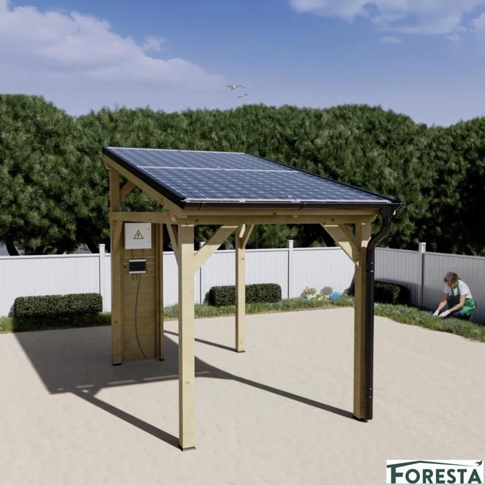 Cochera fotovoltaica, 2 kWp, 3,75 x 2,37 m, 8,89 m²