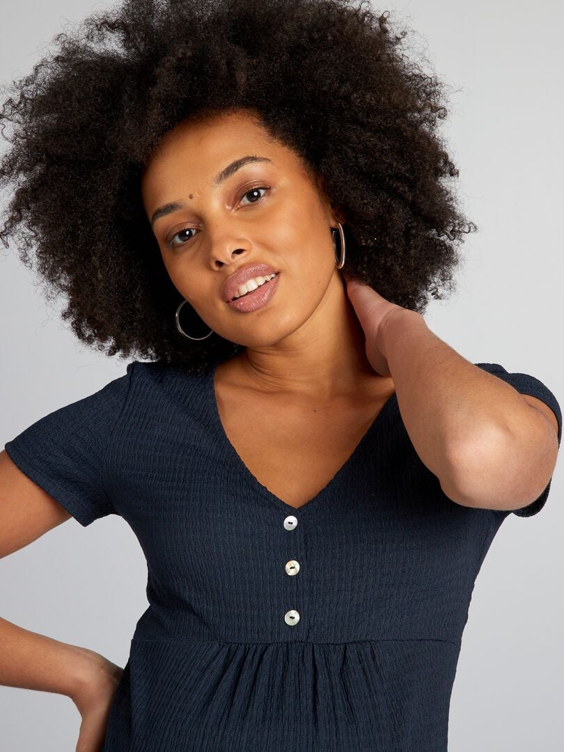 Camiseta de enfermería con relieve - Azul