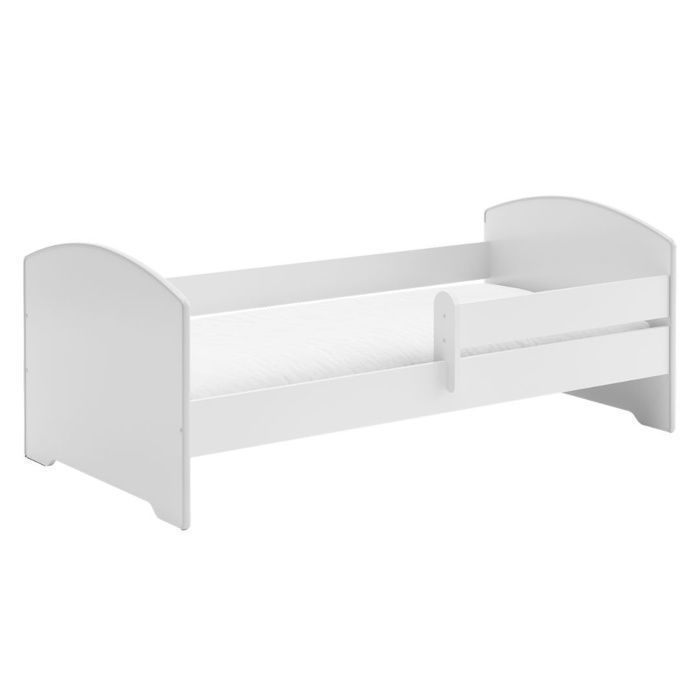 Komplettes Kinderbett 160 x 80 cm – Juniorbett mit Matratze – Lattenrost + Sicherheitsgitter – Weiß